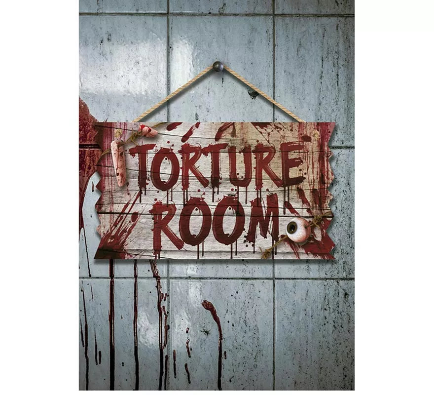 Translation missing: pt-PT."Letrero ""Torture Room"" de madera de 35x20 cm "