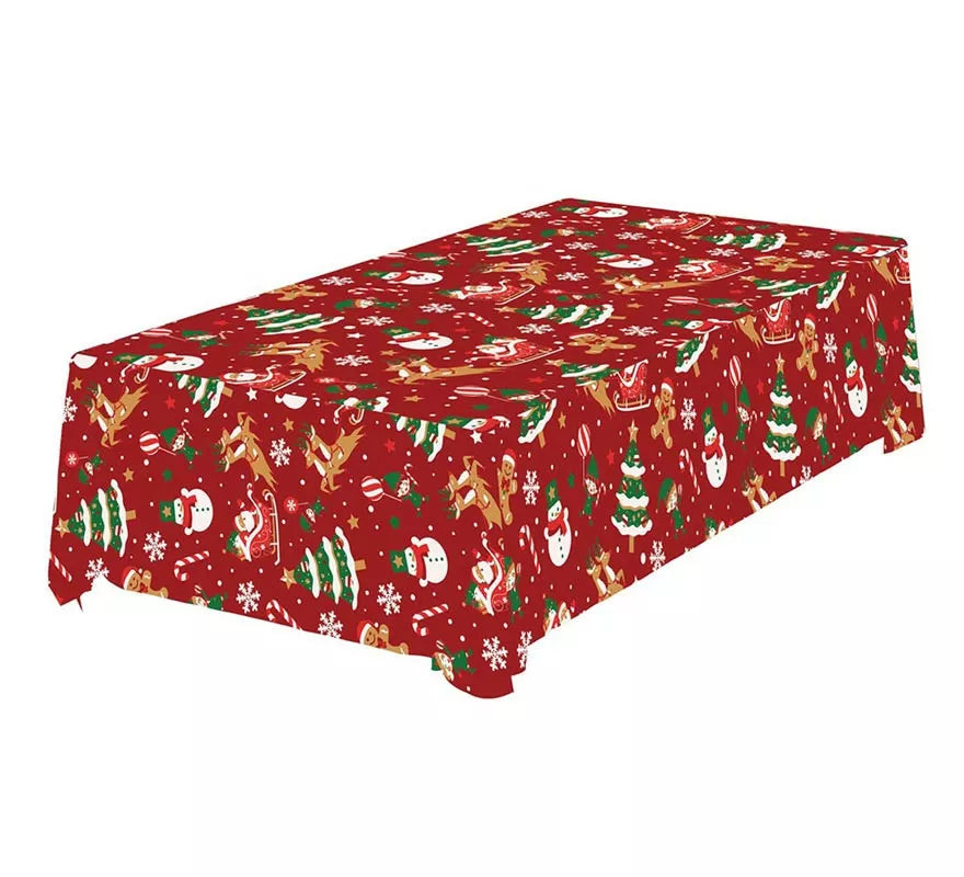 Translation missing: pt-PT.Mantel rojo Figuras de Navidad de 137x274 cm