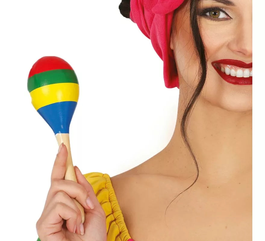 Translation missing: pt-PT.Maraca multicolor de madera de 20 cm