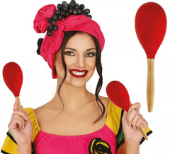 Maraca de madeira vermelha de 20 cm