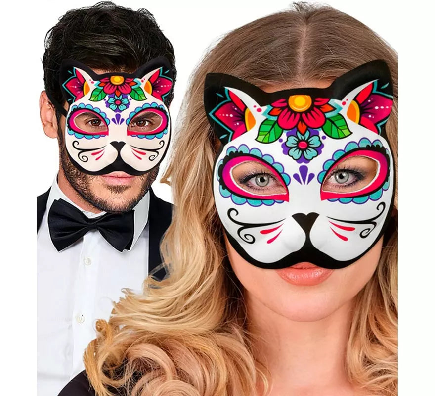 Translation missing: pt-PT.Máscara de Gato Catrina Día de Los Muertos sin Barbilla