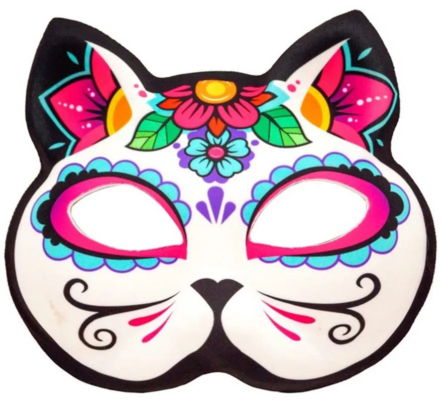 Translation missing: pt-PT.Máscara de Gato Catrina Día de Los Muertos sin Barbilla