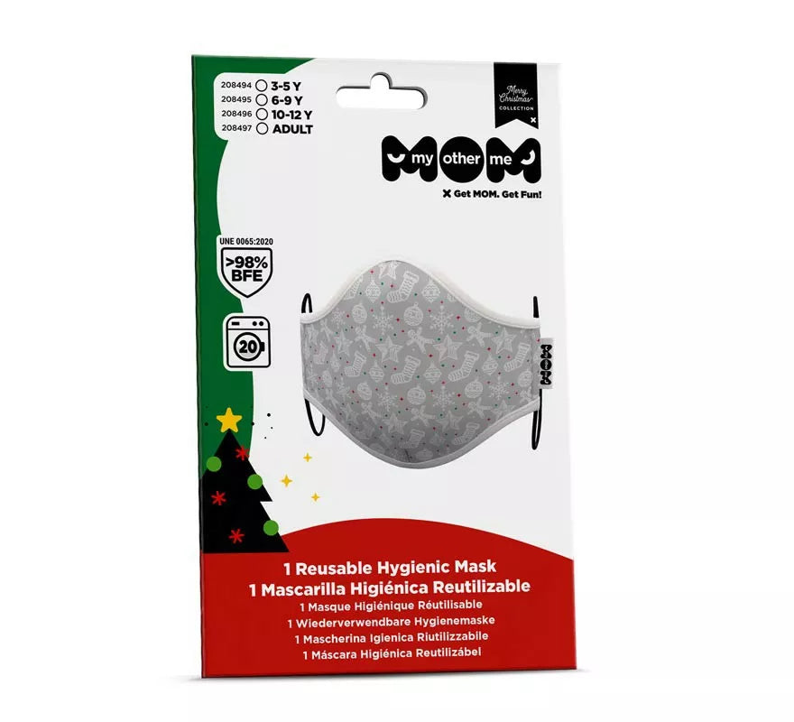 Translation missing: pt-PT.Mascarilla higiénica adultos Gris Adornos Navidad