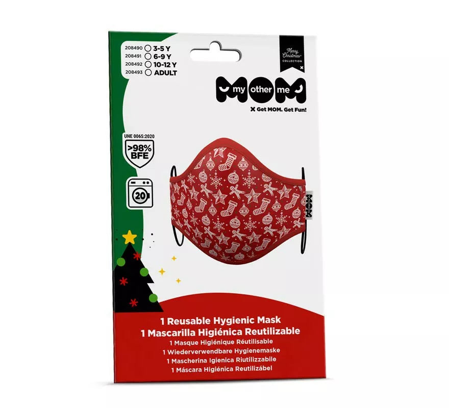 Translation missing: pt-PT.Mascarilla higiénica infantil Roja Adornos Navidad