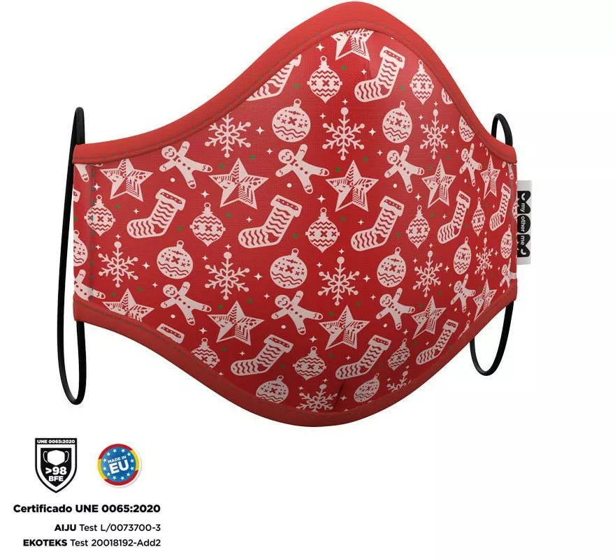 Translation missing: pt-PT.Mascarilla higiénica infantil Roja Adornos Navidad