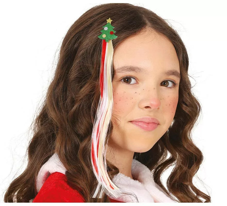 Translation missing: pt-PT.Mechón Árbol Navideño para cabello infantil de 30 cm