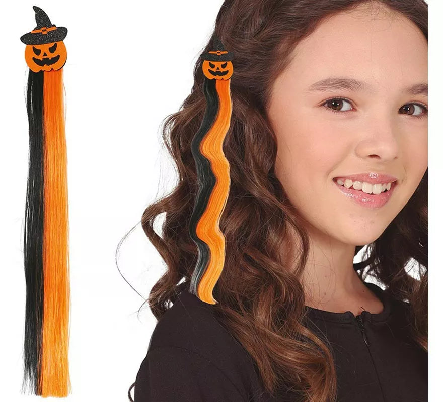 Translation missing: pt-PT.Mechón Calabaza naranja y negro 40 cm