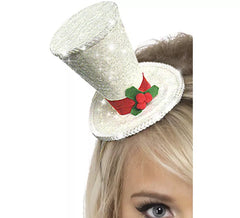 Mini chapéu prateado para o Natal