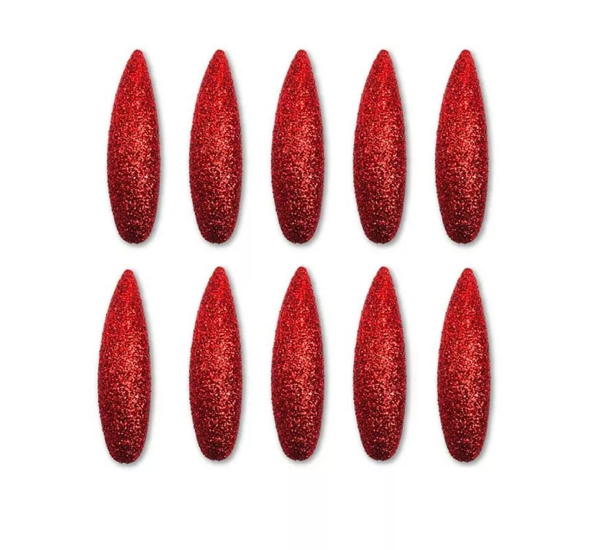 Translation missing: pt-PT.Pack de 10 Uñas de Demonio rojas con purpurina