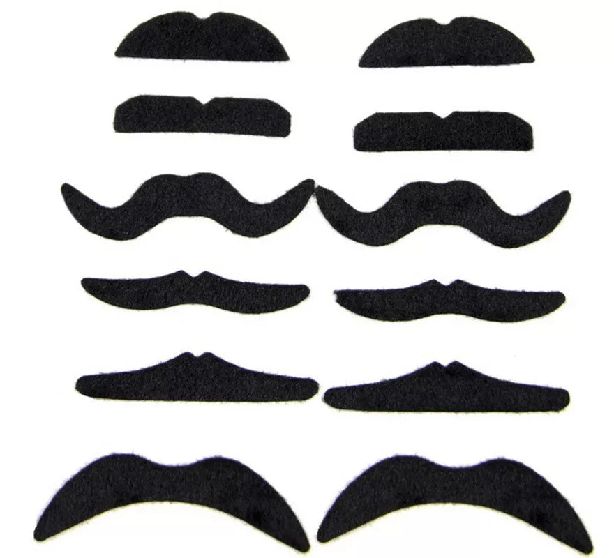 Translation missing: pt-PT.Pack de 12 Bigotes Negros