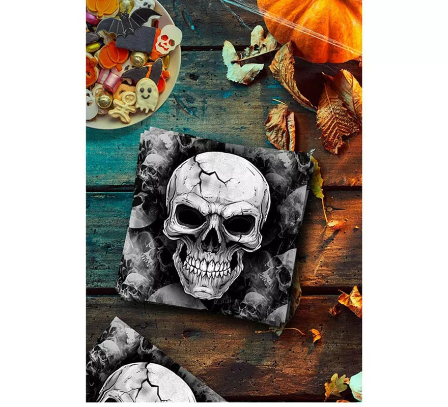 Translation missing: pt-PT.Pack de 12 Servilletas Calavera Temible de 33x33 cm