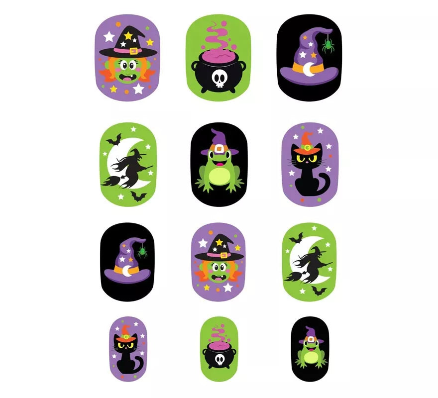 Translation missing: pt-PT.Pack de 12 Uñas Bruja con Adhesivo Infantil