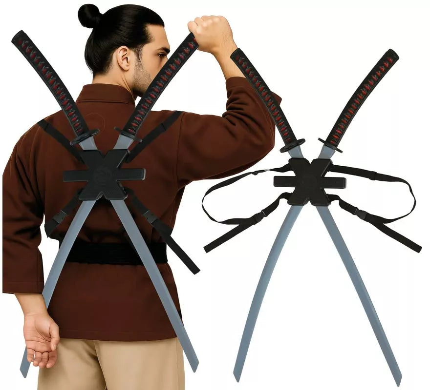 Translation missing: pt-PT.Pack de 2 Espadas Samurái para Espalda de 95 cm de Plástico