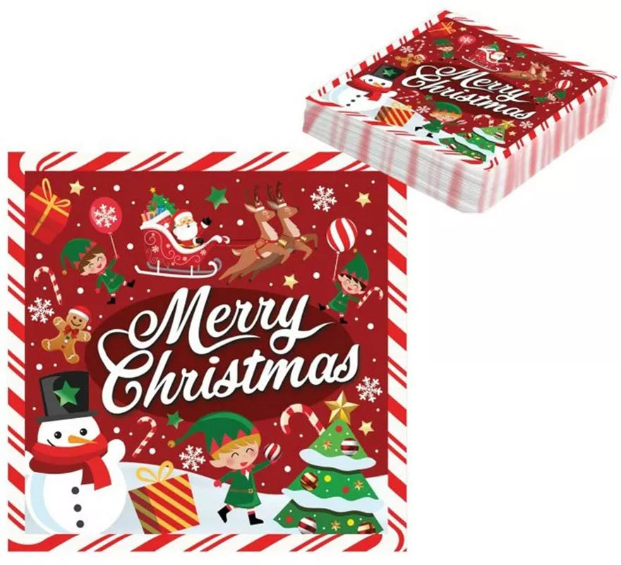 Translation missing: pt-PT.Pack de 20 Servilletas Merry Christmas de 33x33 cm