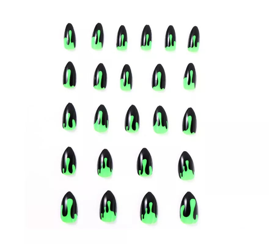 Translation missing: pt-PT.Pack de 24 Uñas Postizas Halloween negro y verde
