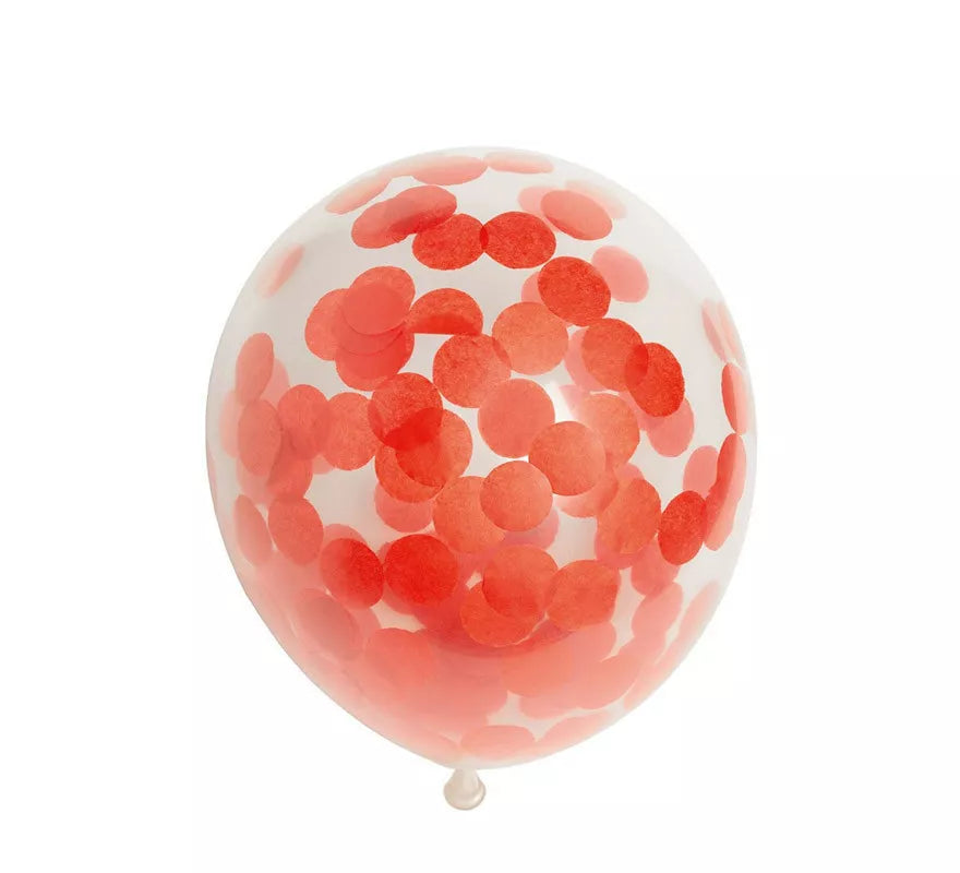 Pack de 6 Globos Confetti de papel color Rojo de 30 cm