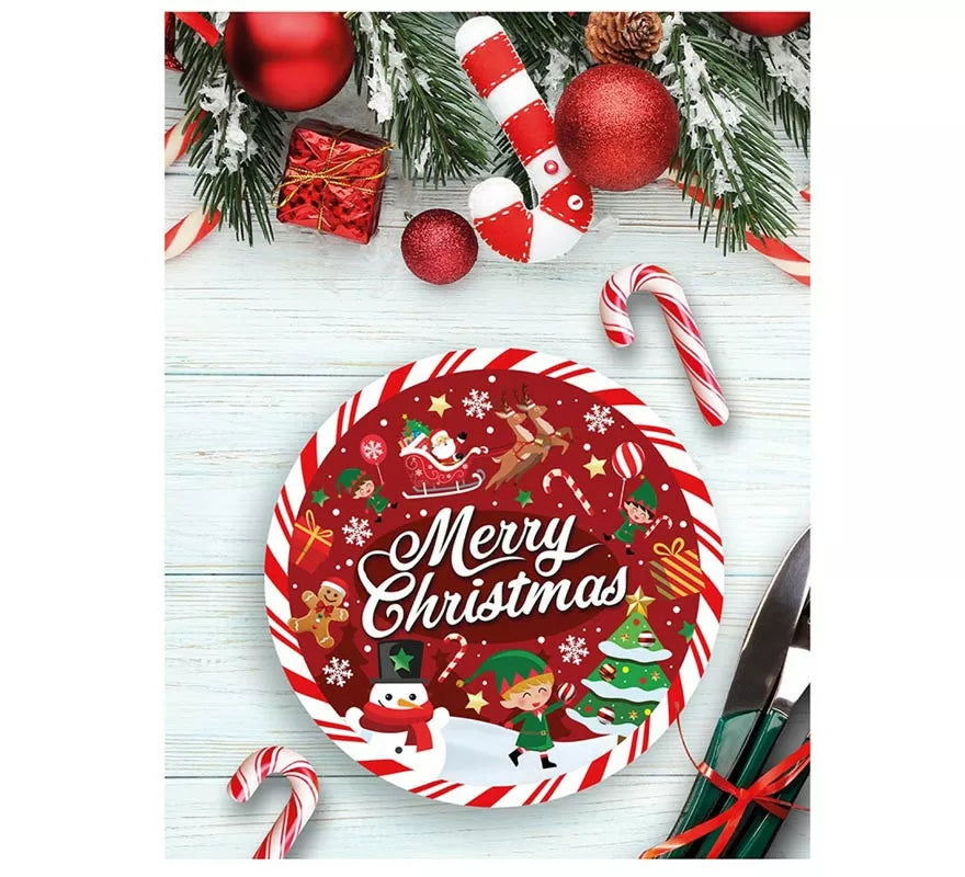 Translation missing: pt-PT.Pack de 6 Platos de Merry Christmas de 23 cm