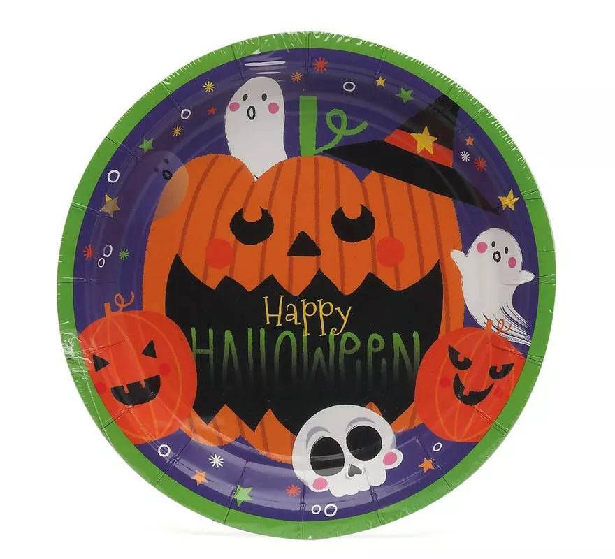 Translation missing: pt-PT.Pack de 6 Platos Happy Halloween de papel de 18 cm