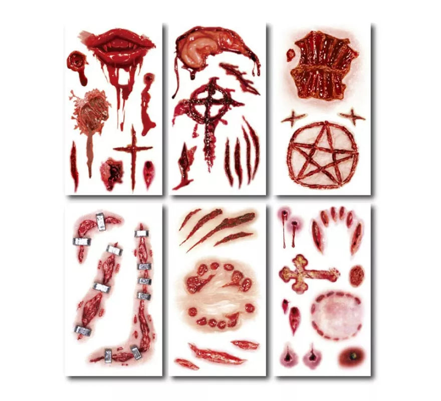 Translation missing: pt-PT.Pack de 6 Tatuajes Heridas en modelos surtidos de 6,8 cm