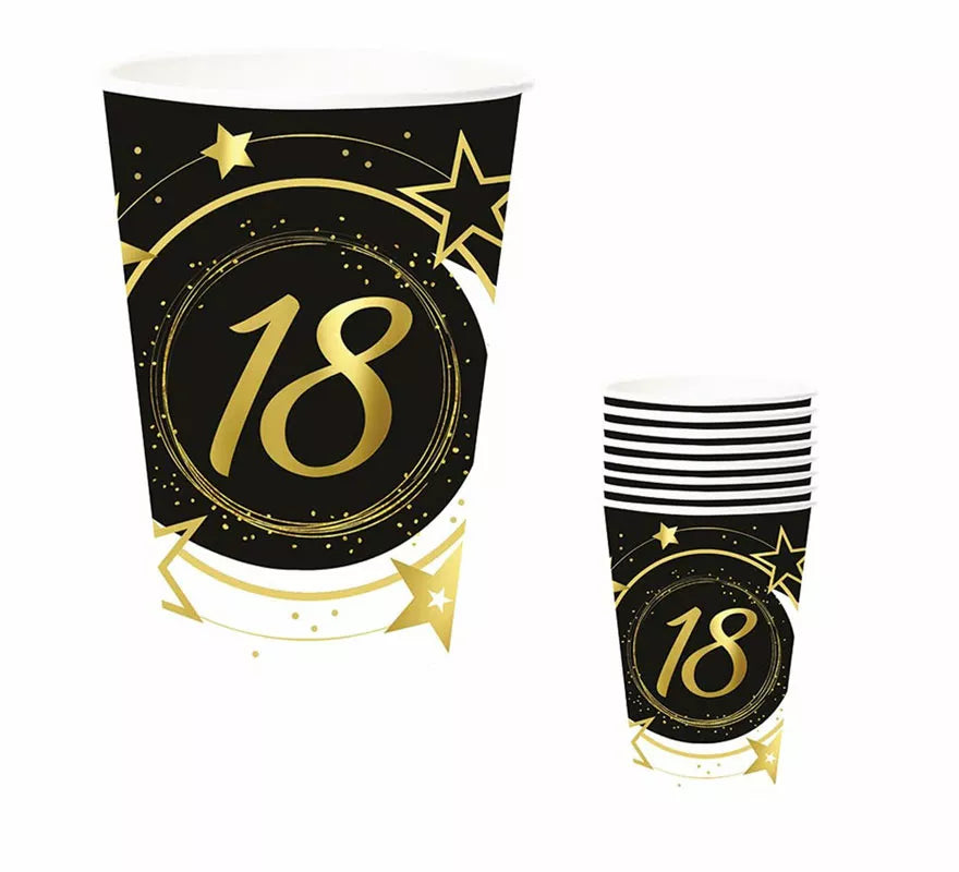 Translation missing: pt-PT.Pack de 6 Vasos 18 Años Cumpleaños y Aniversarios de 240 ml (90 cm)