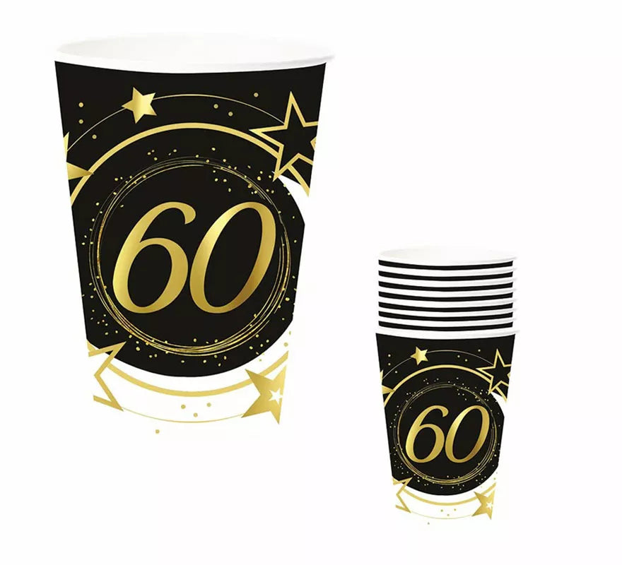 Translation missing: pt-PT.Pack de 6 Vasos 60 Años Cumpleaños y Aniversarios de 240 ml
