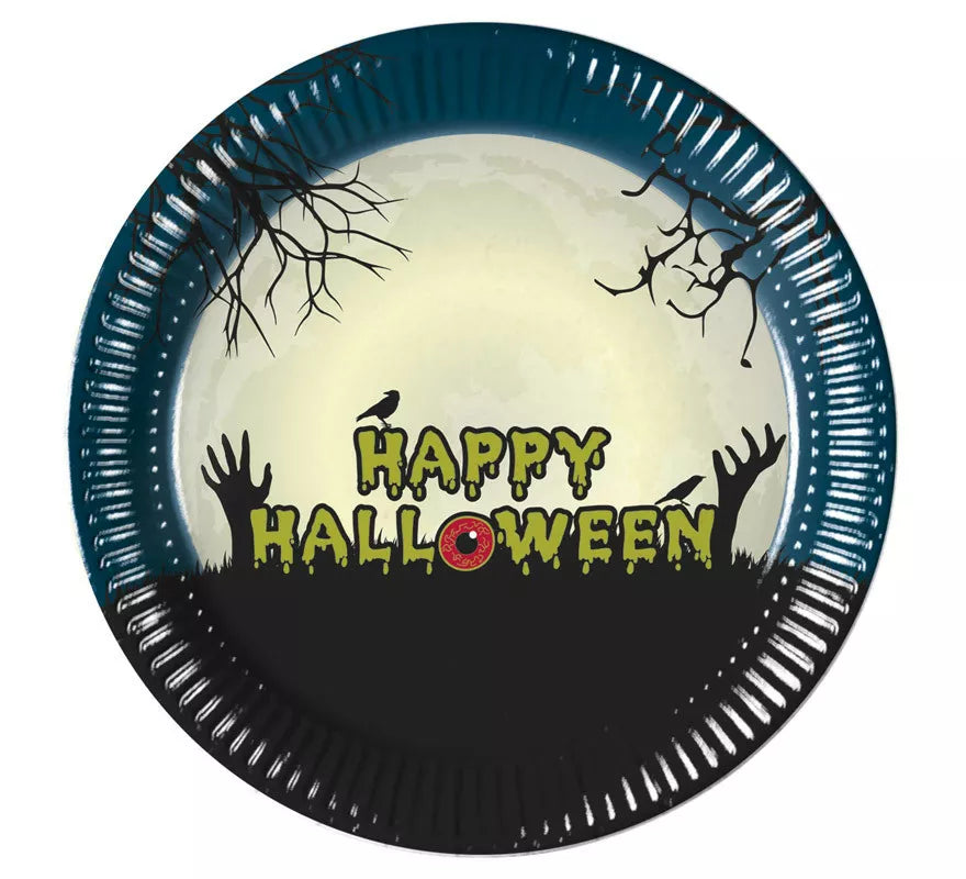Translation missing: pt-PT.Pack de 8 Platos de Papel Happy Halloween de 23cm