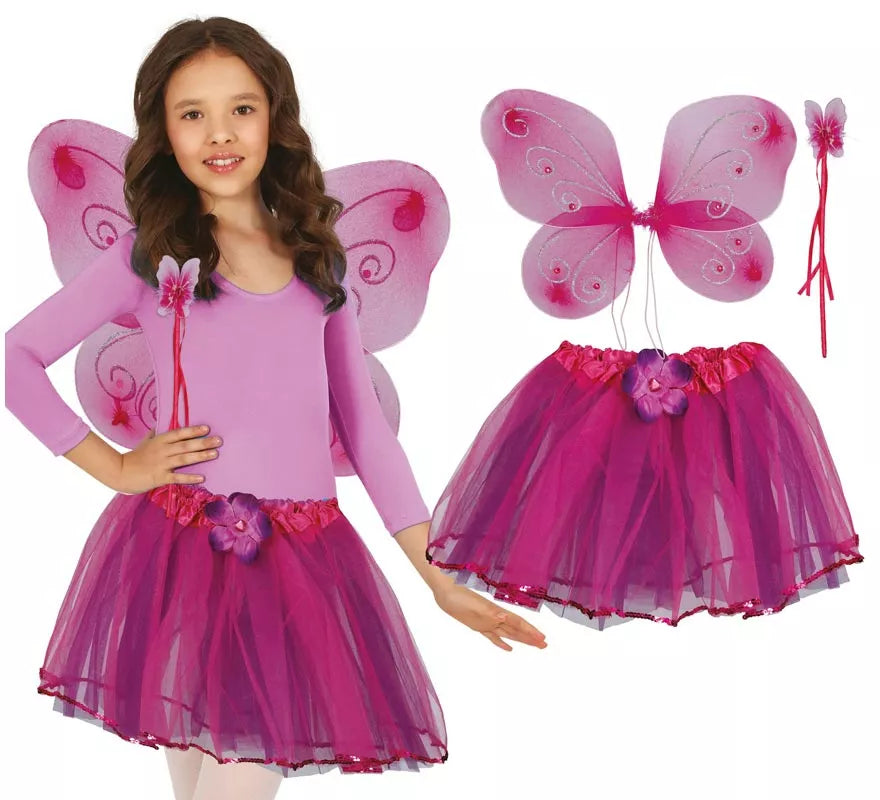 Translation missing: pt-PT.Pack Tutú, Alas y Lazo Mariposa rosa para niña