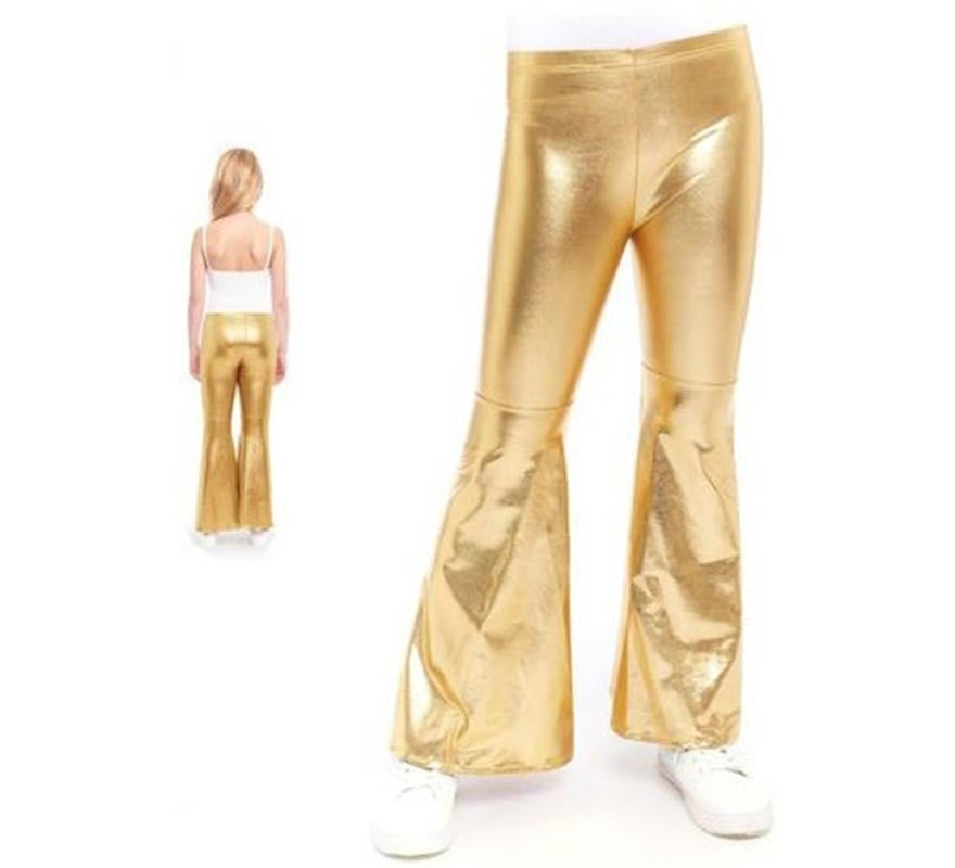Translation missing: pt-PT.Pantalones de Campana Metalizado color Oro para niños