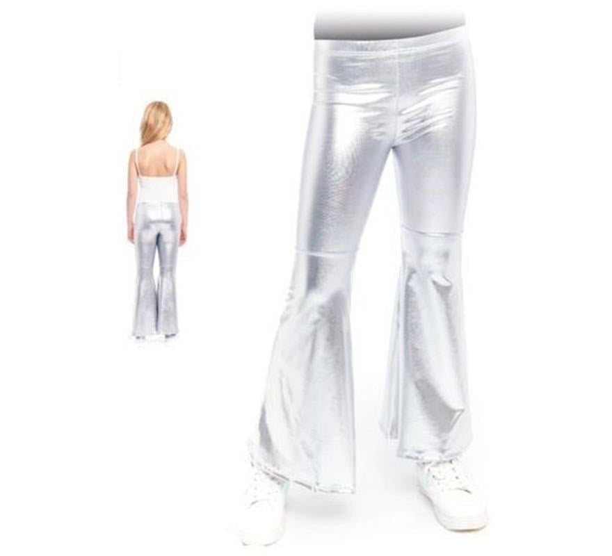 Translation missing: pt-PT.Pantalones de Campana Metalizado color Plata para niños