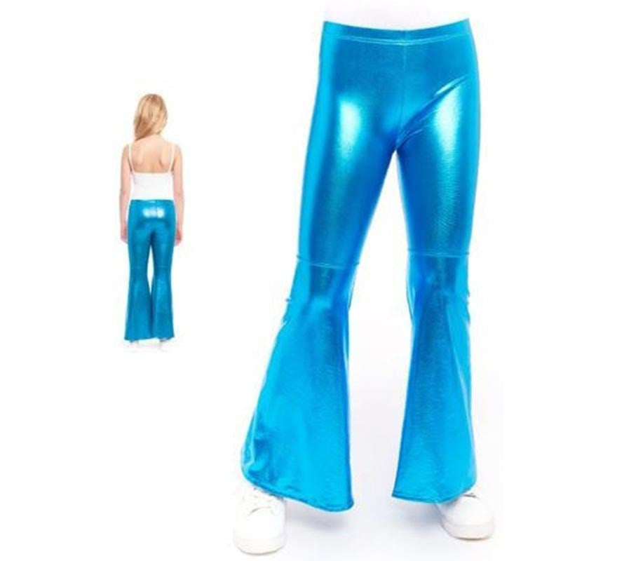 Translation missing: pt-PT.Pantalones de Campana Metalizado color Turquesa para niños