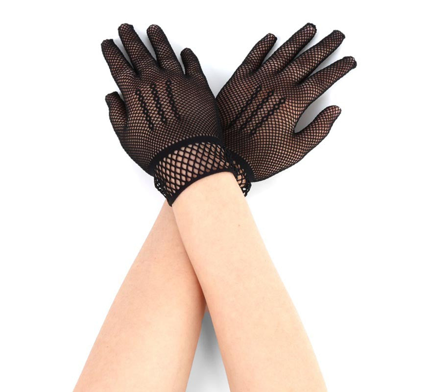 Translation missing: pt-PT.Par de Guantes de Red Fino cortos negros adulto