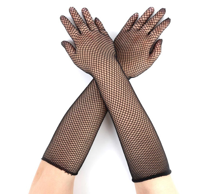 Translation missing: pt-PT.Par de Guantes de Red Fino largos negros adulto