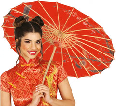 Guarda-chuva japonês vermelho de 82 cm