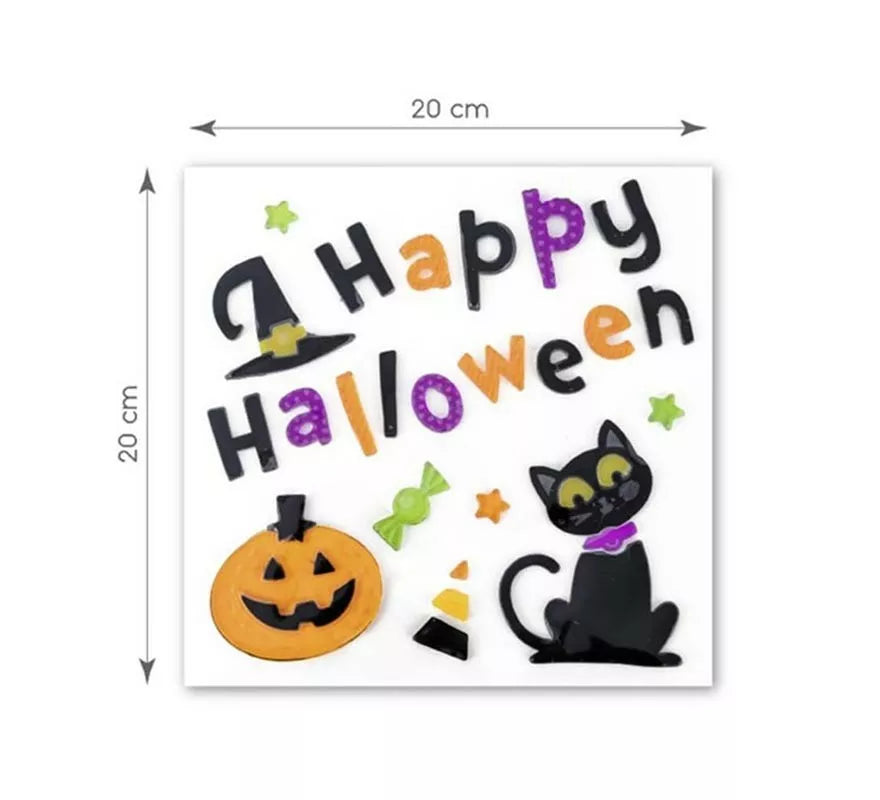 Translation missing: pt-PT.Pegatina Gel Happy Halloween Gato y Calabaza