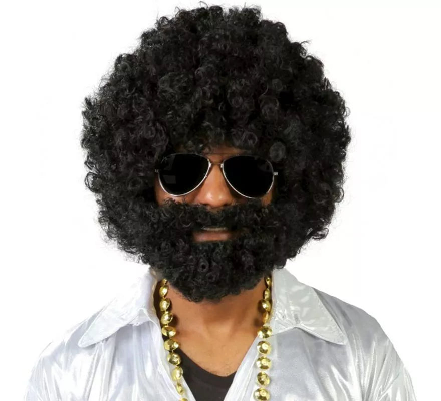 Translation missing: pt-PT.Peluca afro negra con barba de Vagabundo