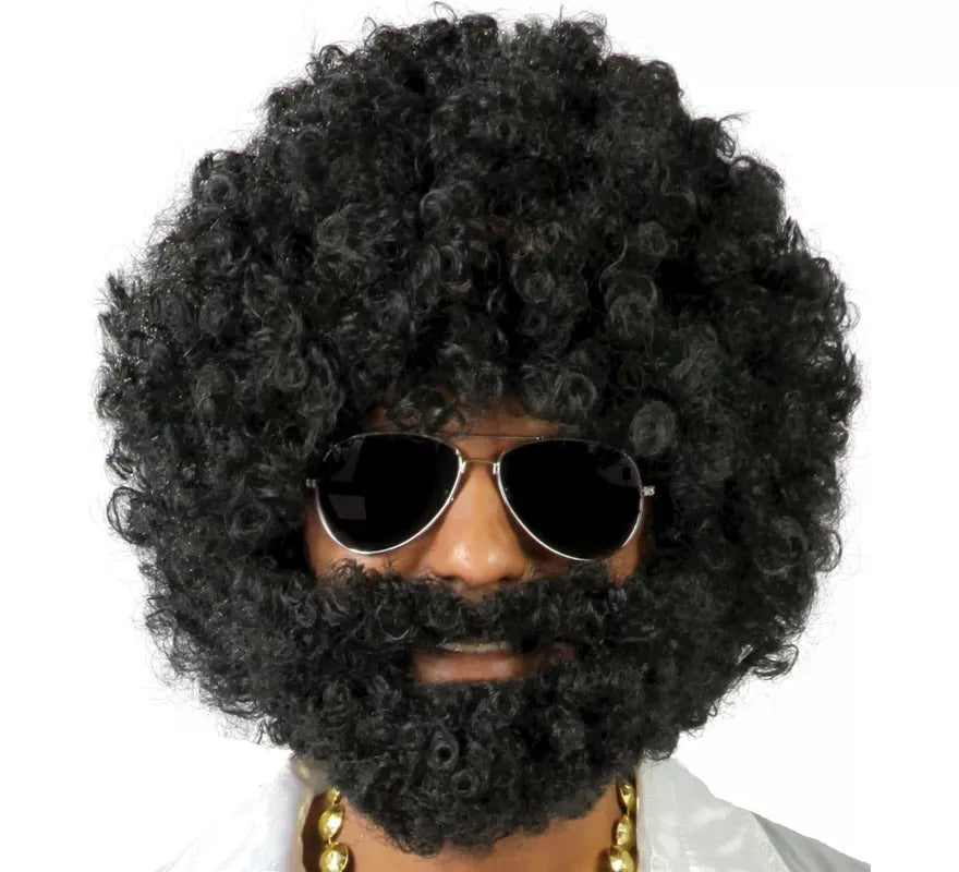 Translation missing: pt-PT.Peluca afro negra con barba de Vagabundo