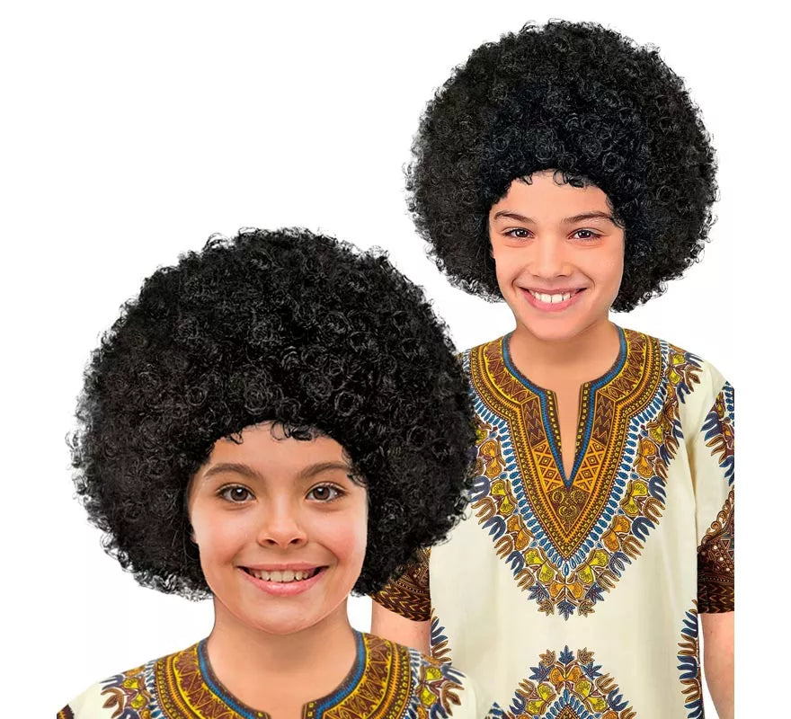 Translation missing: pt-PT.Peluca Afro negra en bolsa infantil