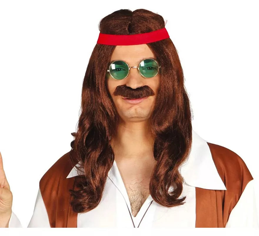 Translation missing: pt-PT.Peluca de Hippie con cinta y bigote
