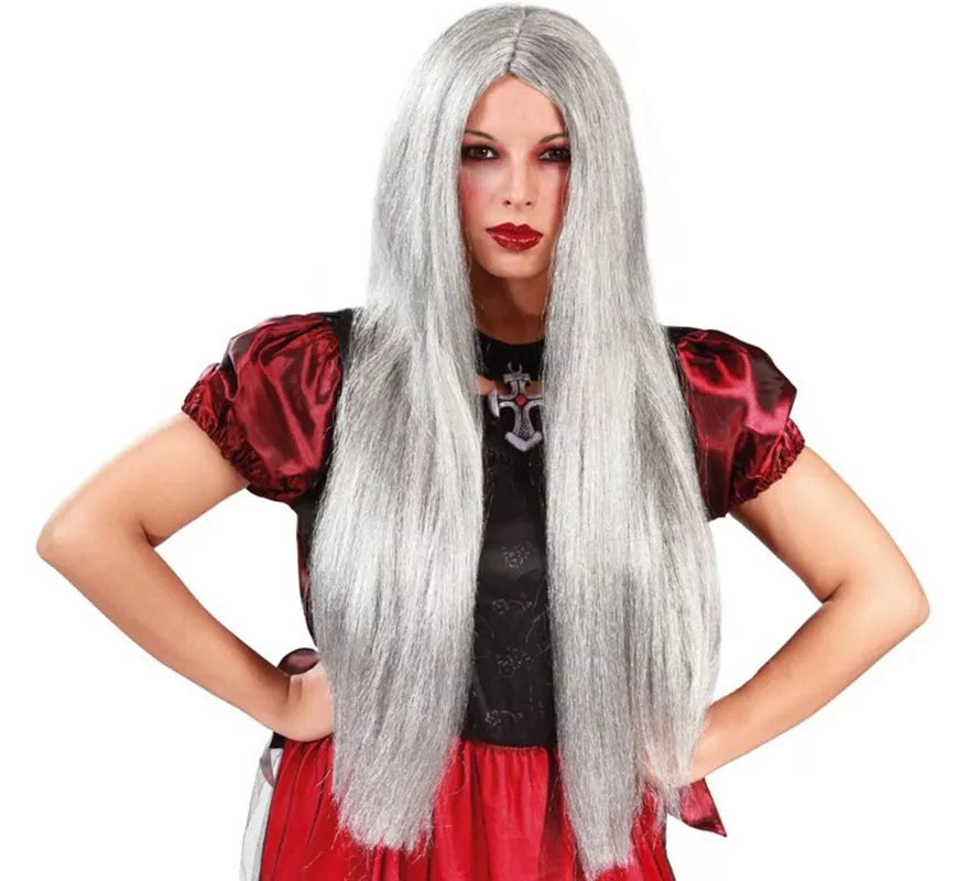 Translation missing: pt-PT.Peluca larga de Bruja o Brujo gris para Halloween