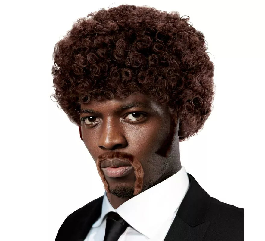Translation missing: pt-PT.Peluca Pulp Fiction Afro con bigotes y patillas