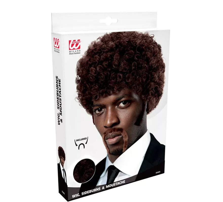 Translation missing: pt-PT.Peluca Pulp Fiction Afro con bigotes y patillas