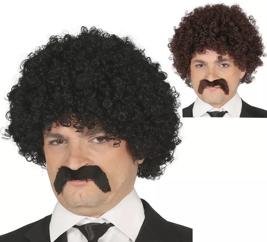 Translation missing: pt-PT.Peluca Rizada con Bigote en varios colores