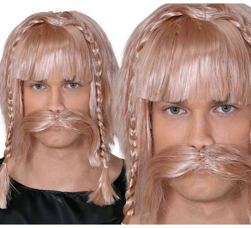 Translation missing: pt-PT.Peluca rubia con bigote incluido de Vikingo