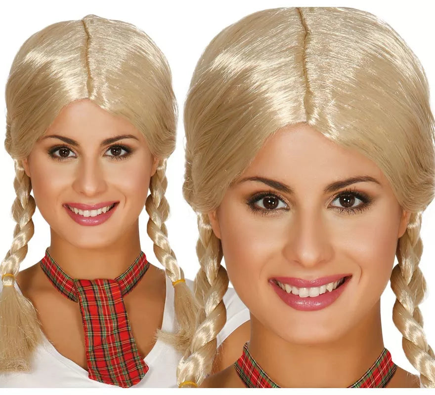Translation missing: pt-PT.Peluca rubia con dos trenzas
