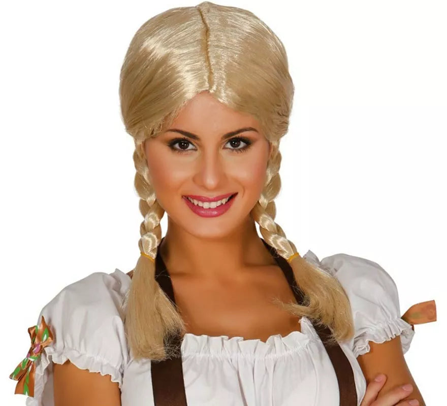 Translation missing: pt-PT.Peluca rubia con dos trenzas