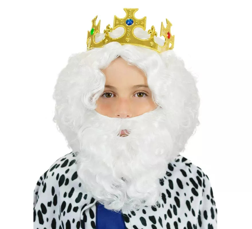 Translation missing: pt-PT.Peluca y barba blanca Infantil Deluxe de Rey Mago Melchor