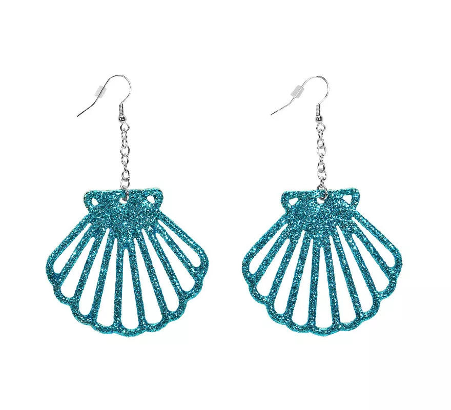 Translation missing: pt-PT.Pendientes Conchas Purpurina Azul