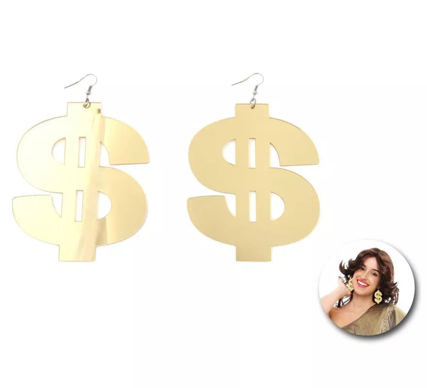 Translation missing: pt-PT.Pendientes de Dólar grueso dorado