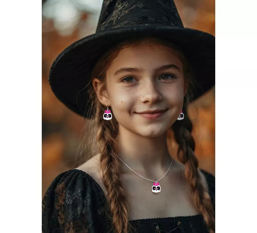Translation missing: pt-PT.Pendientes y Collar de Calavera con Lazo