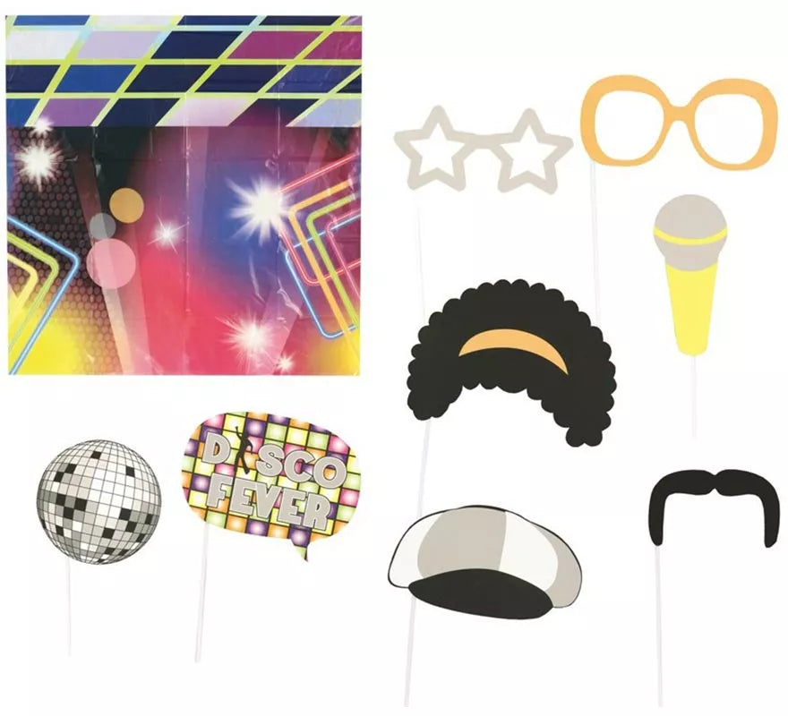 Translation missing: pt-PT.Photocall Disco con 9 piezas y Fondo 75X75 cm